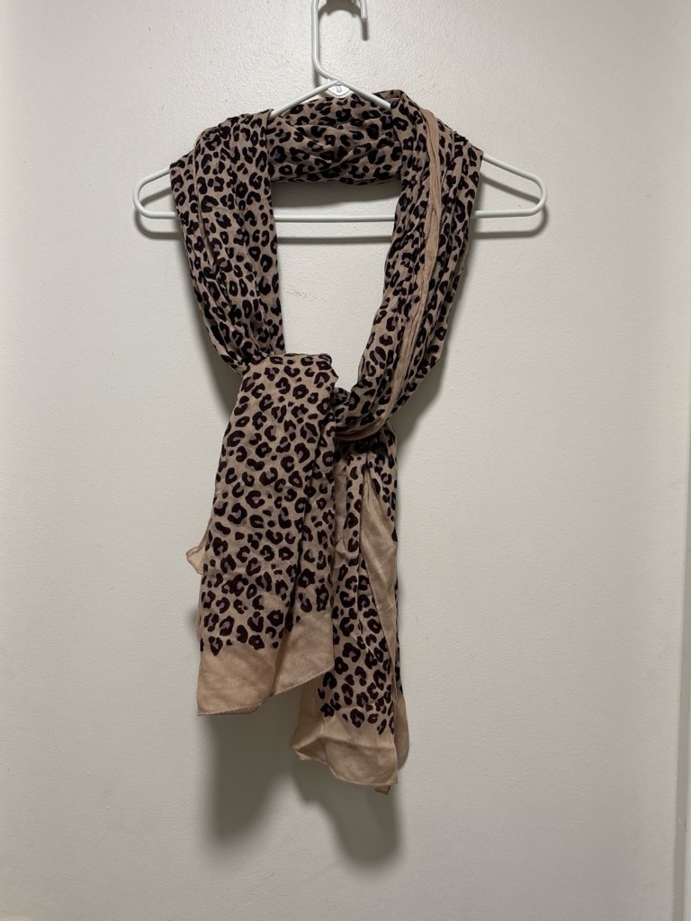 Stella & Dot Beige and Dark Brown Leopard Scarf rayon oversized